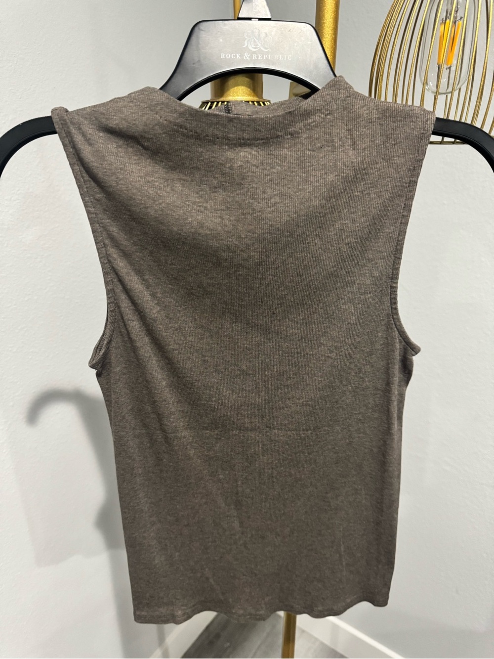 Everlane Ribbed Sleeveless Mock-Neck Tank Top - Heathered Fatigue